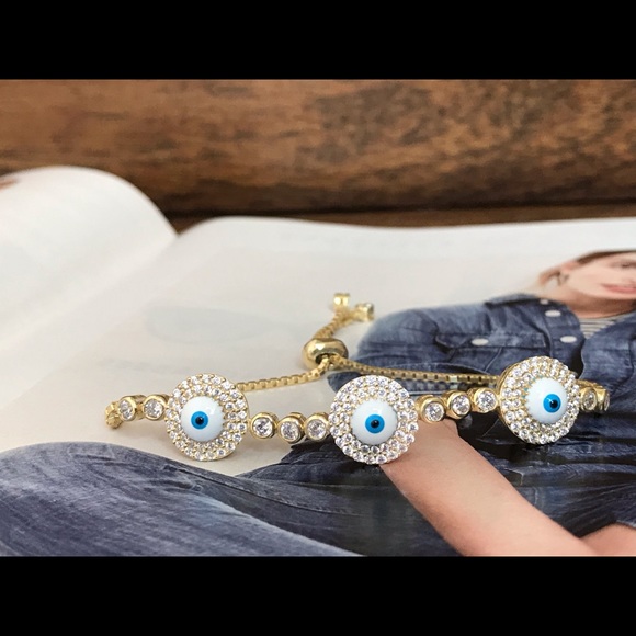 Gold evil eye tennis bracelets - Picture 6 of 6